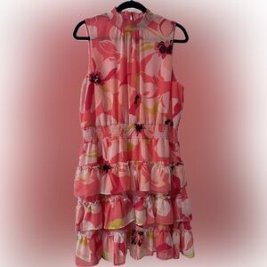 1. State Pink and Red Sleeveless Sundress Wedding Guest